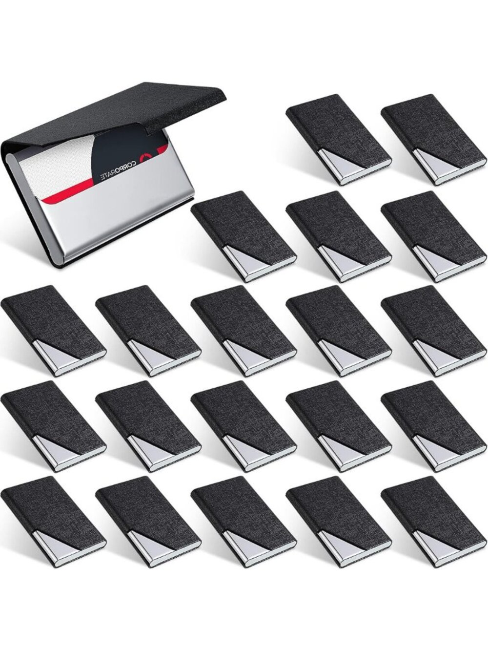 20-Piece PU Leather Business Card Holder Set, Magnetic Closure Slim Wallet for